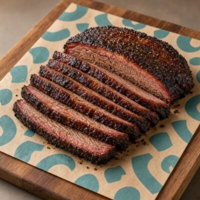 BBQ brisket served on custom butcher paper