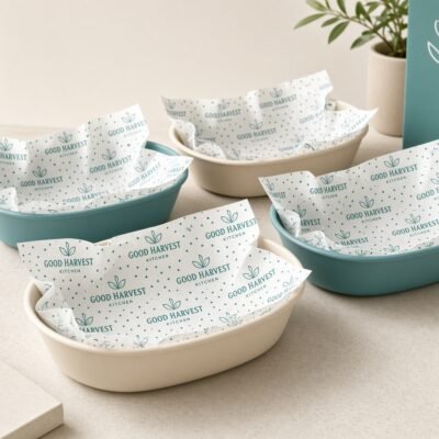 Food baskets lined with custom printed liners